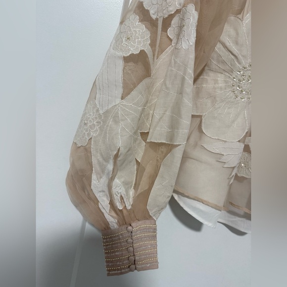 Karen Millen Embroidered Sheer Organdie Blouse in Blush - US 6‎ / NWT - Picture 9 of 16